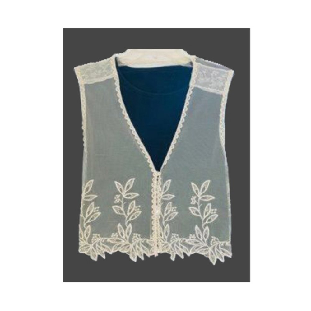 Vintage Lace Vest Ivory Hippie Boho Shabby Chic